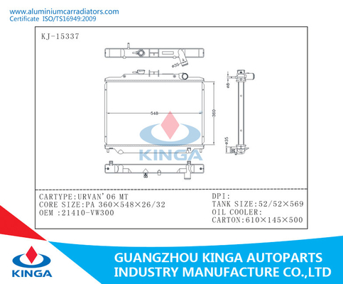 China Automobilkühlsystem-Aluminiumheizkörper für Nissan Urvan M.Ü. 2006 fournisseur