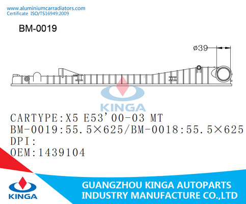 China X5 E53 00-03 Position M.Ü.-Heizkörper-Plastikbehälter Soems 1439104 gelassen fournisseur