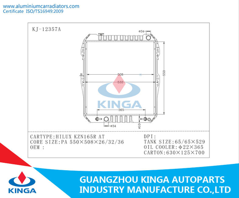 Selbstheizkörper des kühlsystem-Toyota für HILUX KZN165R mit Aluminiumkern M.Ü. fournisseur