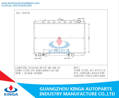 Stahlheizkörper für NISSAN HV10 98 - 00 Soem 21460 - 5U000 AN PA16mm/26mm fournisseur