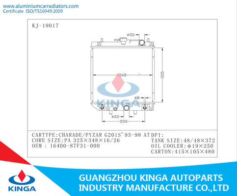 16400 Aluminiumheizkörper des auto-87F31 000 für Daihatsu-Scharade/Pyzar G201s fournisseur