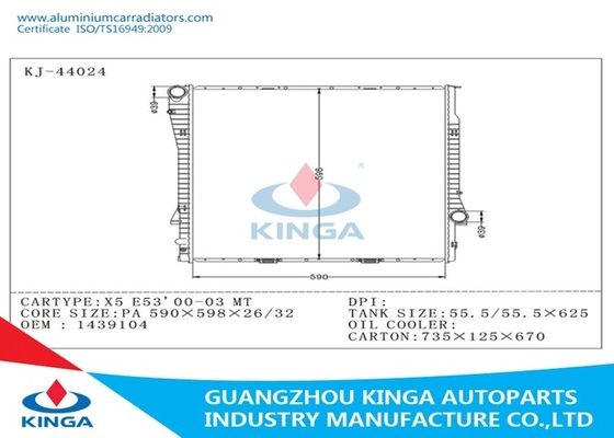 1439104 Autoteil-Heizkörper für BMW X5 E53 2000 - Plastikbehälter M.Ü.-03 fournisseur