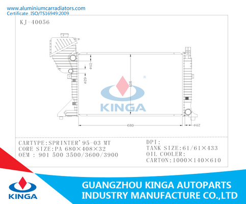 Benz-Aluminiumheizkörper für Sprinter '95-03 M.Ü.-Soem 9015003500/3600/3900 fournisseur