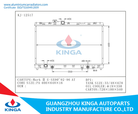 Wärmetauscher-Auto-Heizkörper-Toyota-Heizkörper-Kennzeichen II E - SX90 1992-1996 AN fournisseur