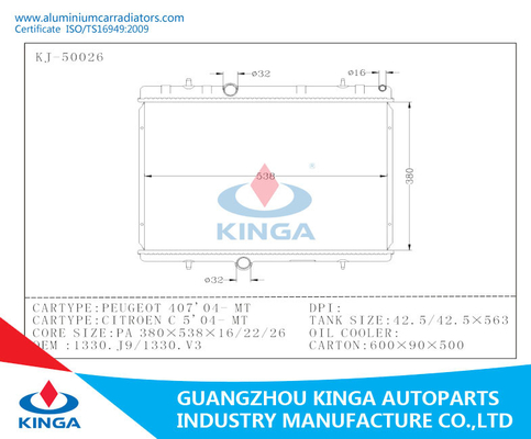 PEUGEOT 407' 04 voller Aluminiumheizkörper M.Ü.aluminiumauto-Heizkörper Soems 1330 J9/1330 V3 fournisseur