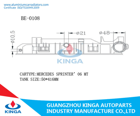 Rechte Plastikbehälter-Heizkörper-Mercedes-Sprinter 06 M.Ü. OEM9065000002/0101/0202 fournisseur