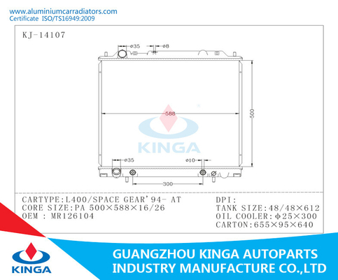 Mitsubishi-mobile Aluminiumauto-Selbstheizkörper-Plastikwasser-Behälter L400/RAUM-GANG '94 fournisseur