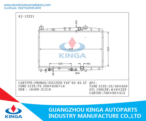 16400-21210 FOLGEN Aluminiumauto-Heizkörper Toyota PROBOX/VAN'02-03 AN fournisseur