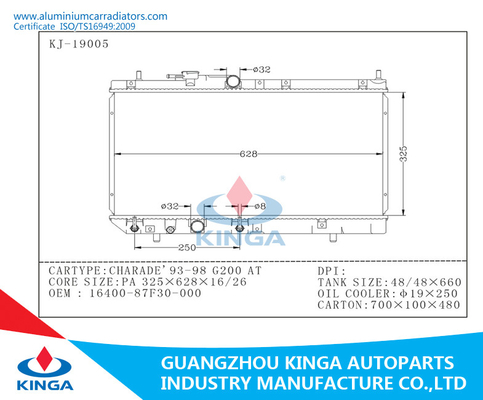 Aluminiumselbstheizkörper autowasserbehälter DAIHATSUS CHARADE'93-98 G200 Soem 16400-87F30-000 fournisseur