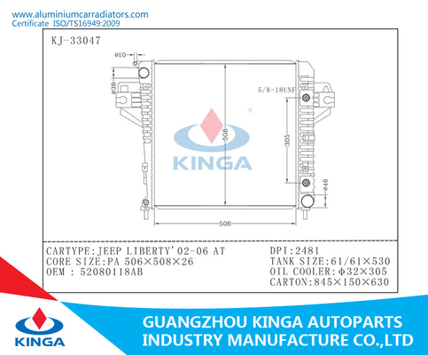 kundenspezifischer Aluminiumheizkörper JEEP LIBERTY'02-06 der Automobilmaschinen-52080118AB fournisseur