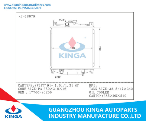 SUZUKI-Aluminiumauto-Heizkörper für M.Ü.-Lüfter Soem 1991 SWIFT-1.0i/1.3i 17700-80E00 fournisseur