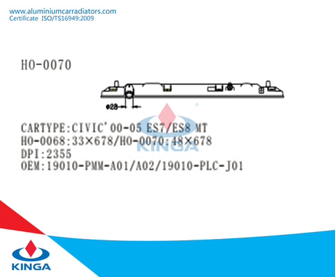 Unterer Plastikbehälter-Ersatz Raidator für Honda Civic 01-05 ES7/ES8 Mt Soem 19010-PMM-A01/A02/19010-PLC-J01 fournisseur