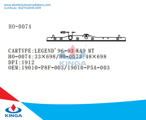 Heizkörperspitzenbehälter für Soem 19010-P8F-003/19010-P5A-003 DER LEGENDEN-96-03 M.Ü.-KA9 fournisseur