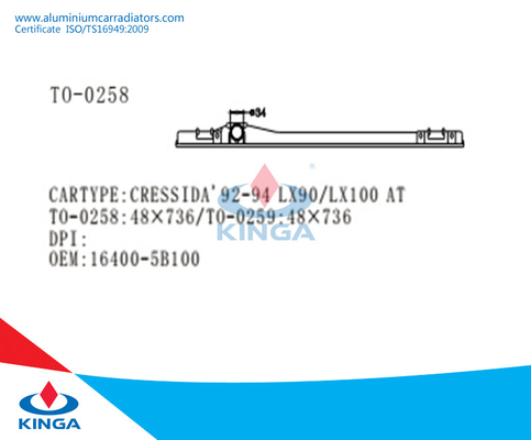 Spitzenwasserkasten für Toyota Cressida'92-94 LX90/LX100 an Soem: 16400-5B100 fournisseur