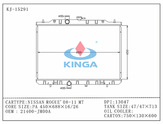 Soem 21400 - JM00A-Aluminiumauto-Heizkörper passend für Japaner-Nissan-Gauner '08 - Auto 11 fournisseur