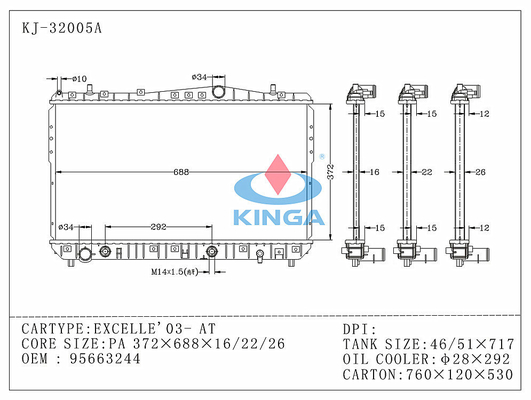 Wasser-Behälter-Aluminiumauto-Heizkörper Soems 95663244 für GMC EXCELLE '03 - AN fournisseur