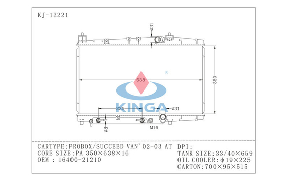 Aluminiumauto Probox folgen Van 16400 - 21210 Toyota der Heizkörper-Ersatz fournisseur