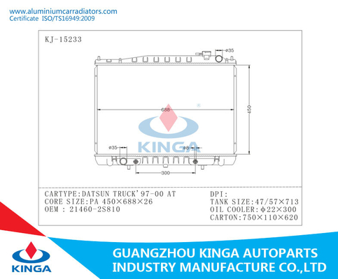 Aluminiumkern-Selbstheizkörper für Datsun-LKW 21460 2s810 mit Plastikbehälter fournisseur